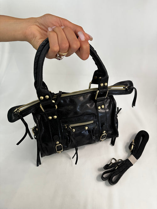 Borsa Lucy piccola borchie e lacci ecopelle