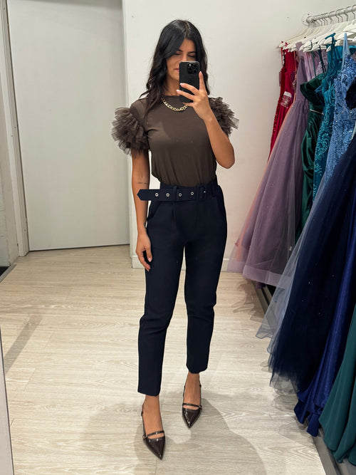 T-shirt maniche tulle