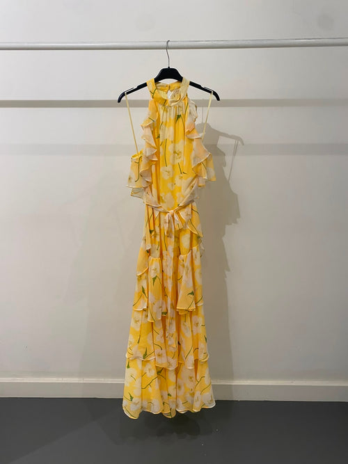 Vestito lungo fantasia scollo americano