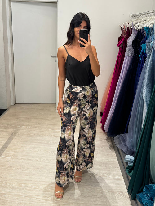 Pantalone palazzo viscosa foglie