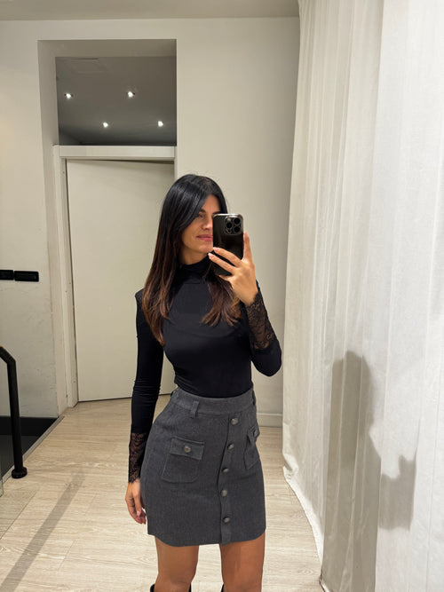 Body lupetto manica pizzo