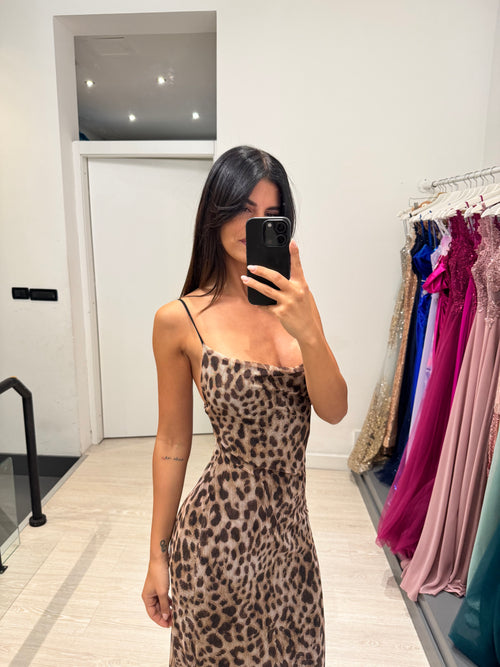 Vestito lungo tulle maculato