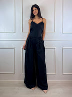 Top raso pizzo e bottoni