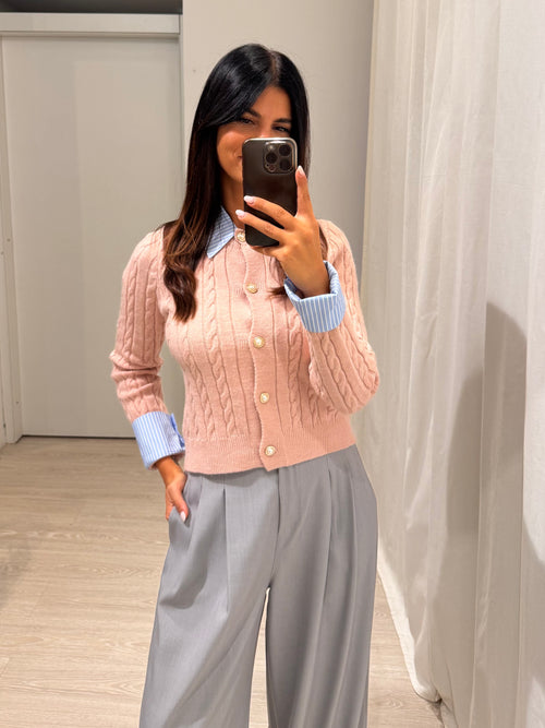 Cardigan camicia incorporata