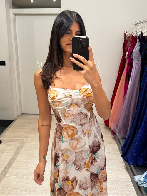Vestito lungo floreale spalline