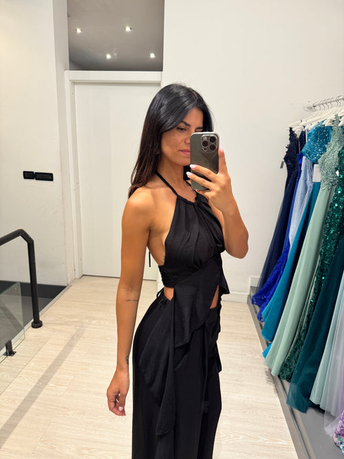 Completo lino top fasce e pantalone