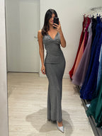 Abito lungo Lurex sirena scollo schiena