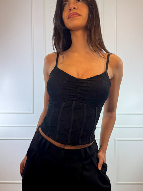 Top crop pizzo con spalline sottili