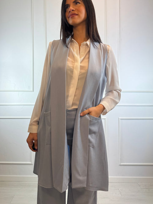 Gilet lungo con tasche