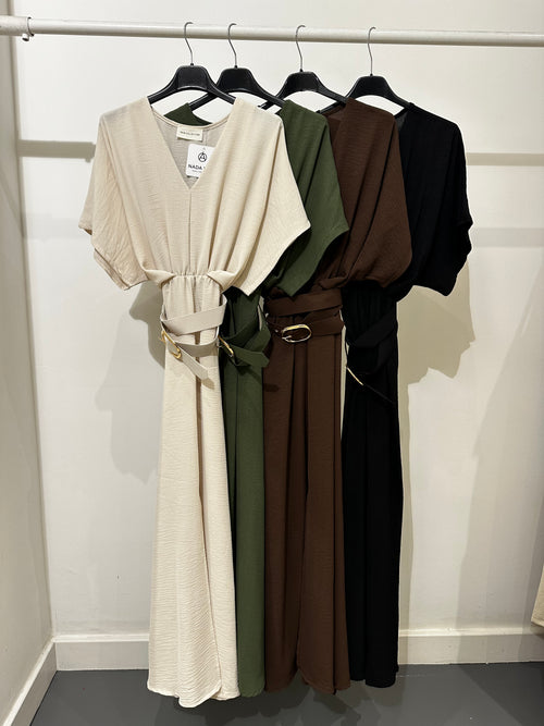 Vestito lungo con manica e spacco centrale
