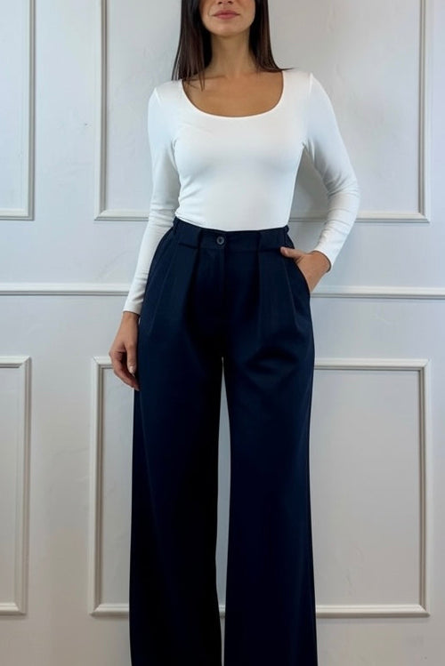 Body a manica lunga con scollo tondo