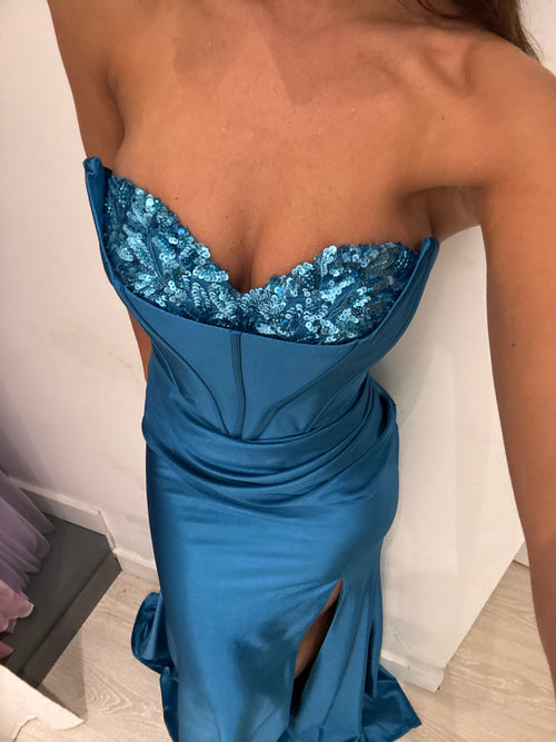 Abito cerimonia sirena corpetto paillettes