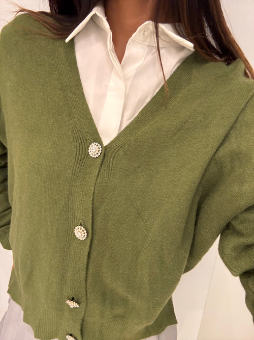 Cardigan over bottoni gioiello