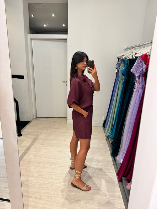 Completo effetto lino Shorts e Camicia