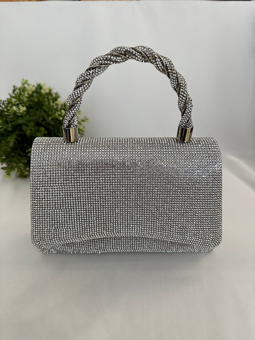 Borsetta strass manico treccia
