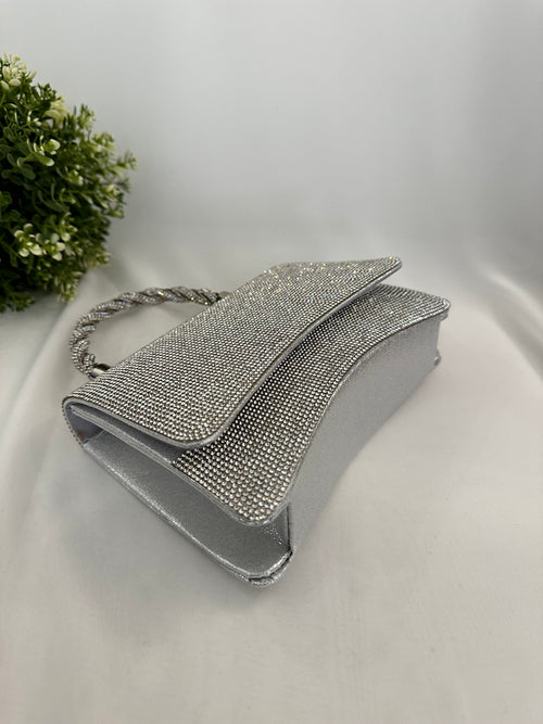Borsetta strass manico treccia