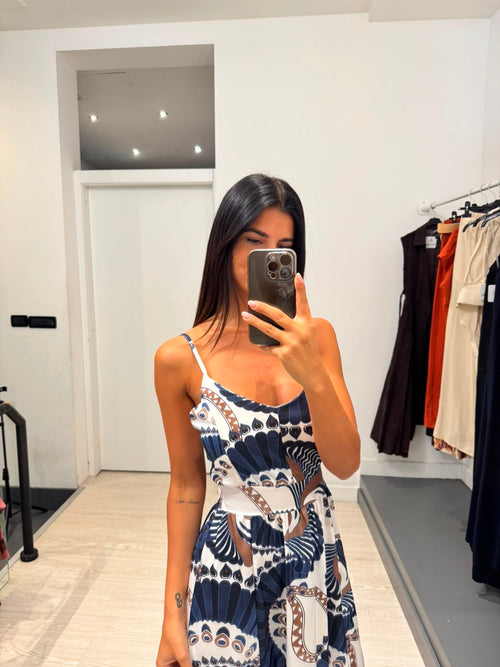 Vestito lungo fantasia fiocco schiena