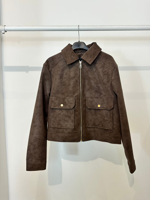 Giacca ecopelle colletto e zip