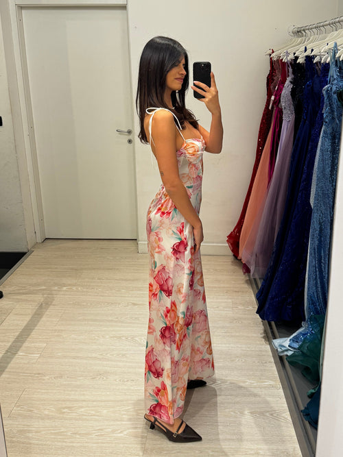Vestito lungo floreale spalline
