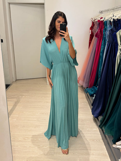 Abito cerimonia maglia plisse lurex manica