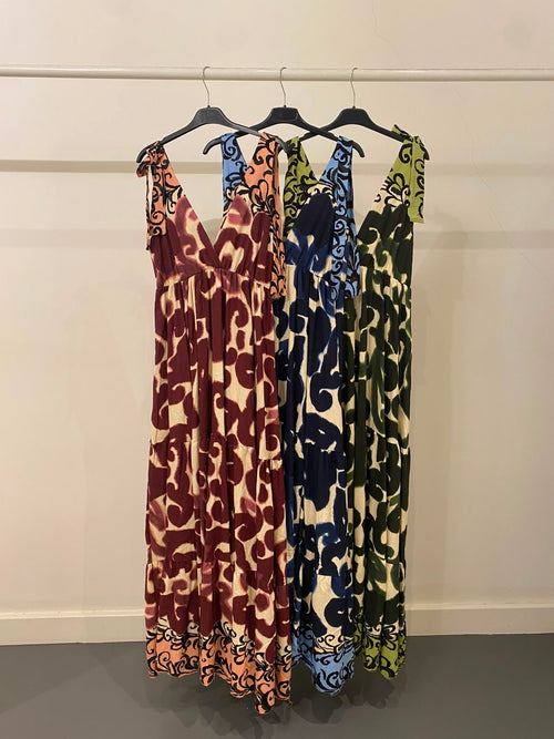 Vestito lungo fantasia lacci spalline