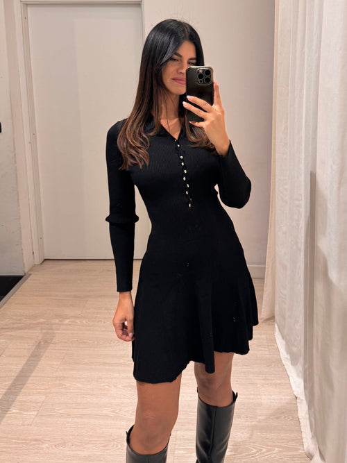 Minidress in maglia bottoncini metallici