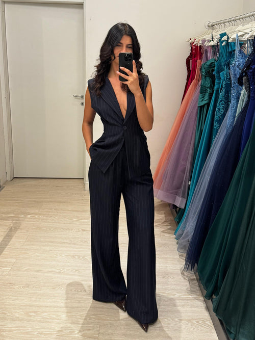 Completo gessato con gilet