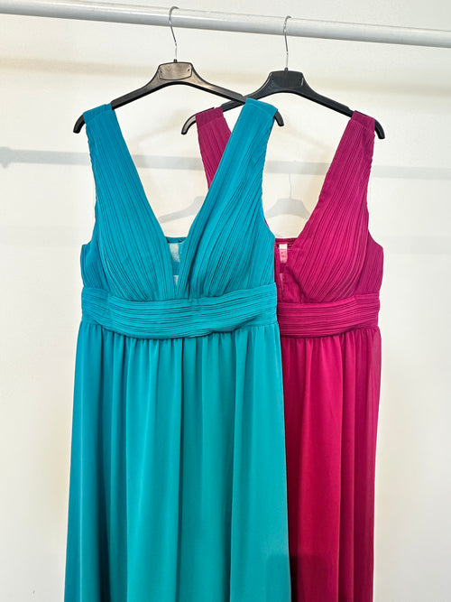 Abito cerimonia maxi scollo V drappeggio