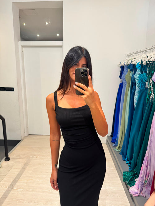 Vestito midi costine schiena incrociata