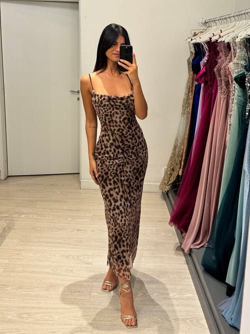 Vestito lungo tulle maculato