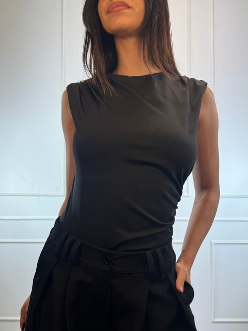 Body lycra scollo tondo smanicato