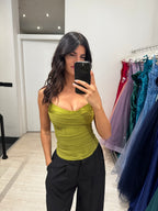 Top crop tulle stecche