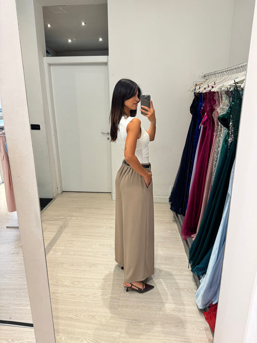 Pantalone palazzo pence vita arricciata leggero