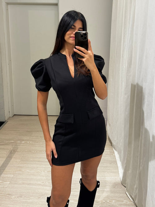 Minidress manica spalla arricciata
