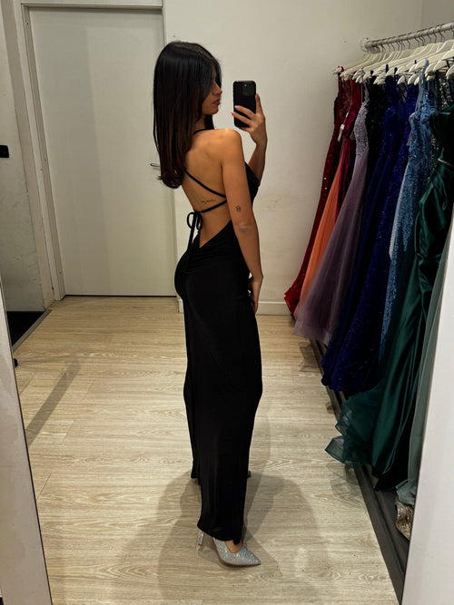 Abito lungo Lurex incrocio schiena