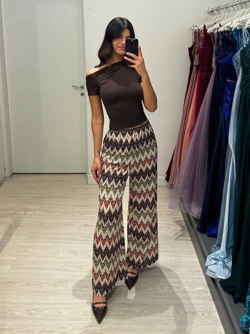 Pantalone palazzo viscosa zigzag