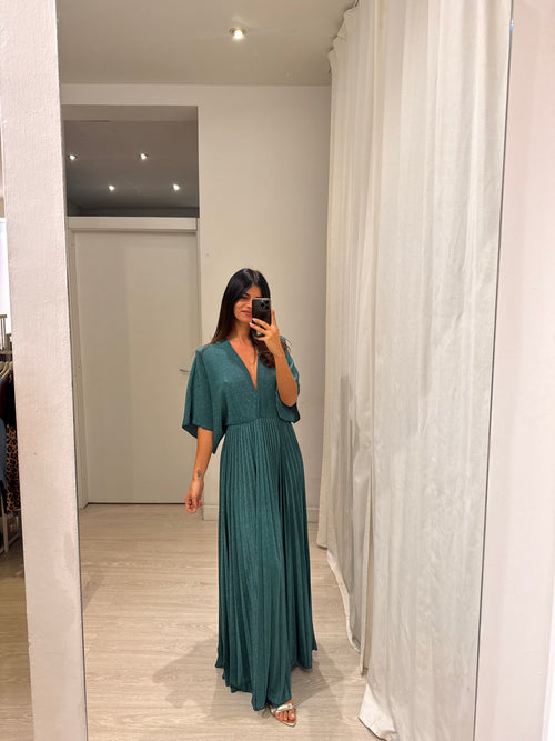 Abito cerimonia maglia plisse lurex manica