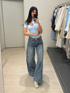 Jeans palazzo maculato