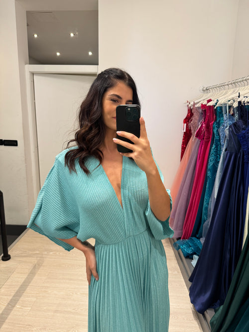 Abito cerimonia maglia plisse lurex manica
