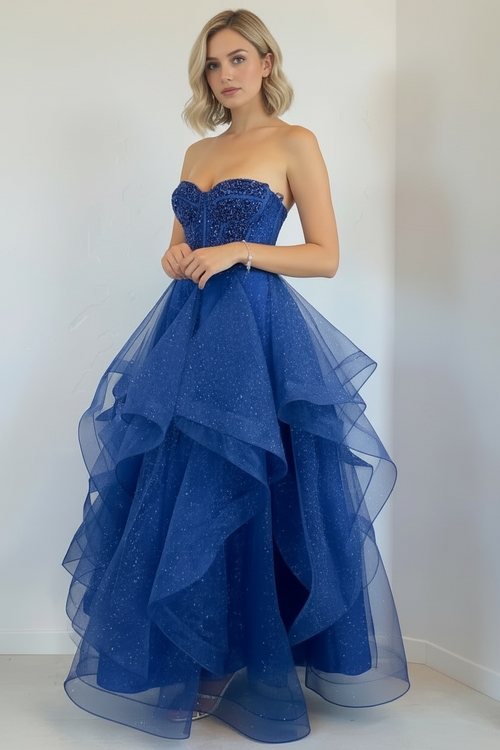 Abito cerimonia corpetto strass gonna tulle brilli