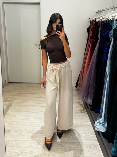 Pantalone palazzo leggero con cintura