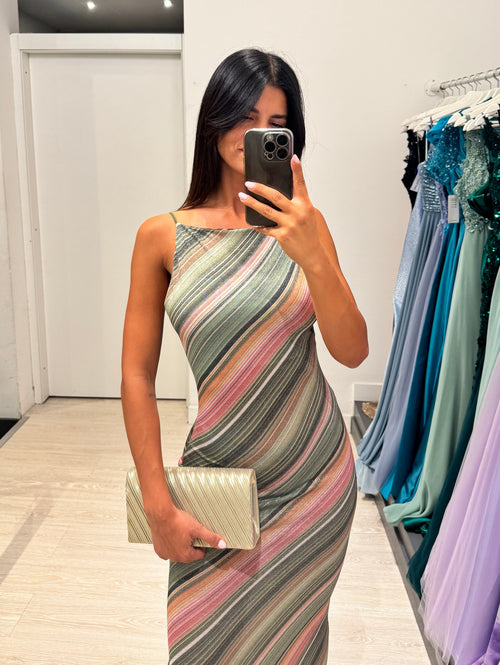 Vestito midi Lurex righe