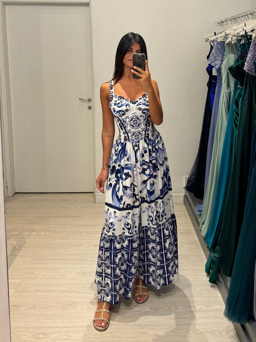 Vestito lungo fantasia damascata