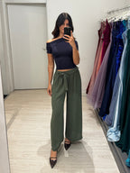 Pantalone palazzo leggero con cintura