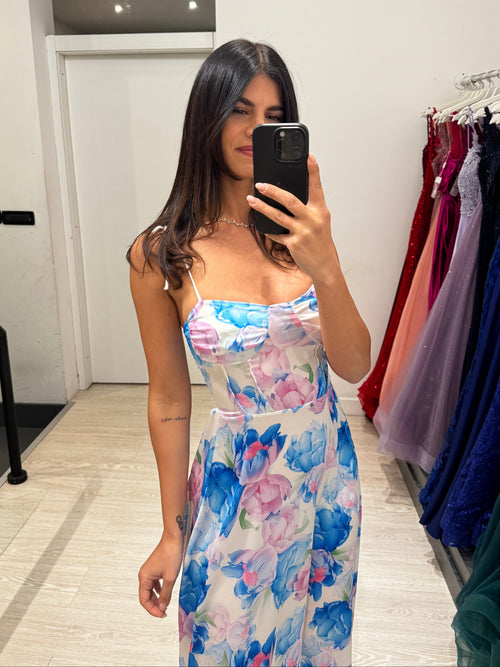 Vestito lungo floreale spalline