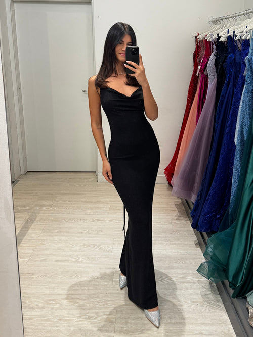 Abito lungo Lurex incrocio schiena