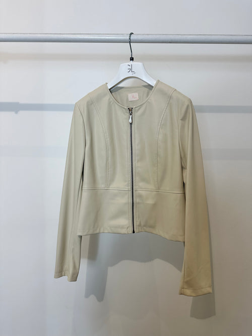 Giacca ecopelle con collo coreana