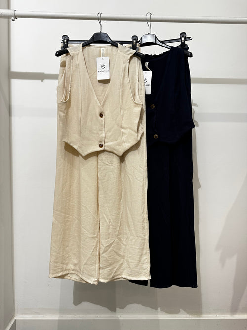 Completo lino gilet e pantalone