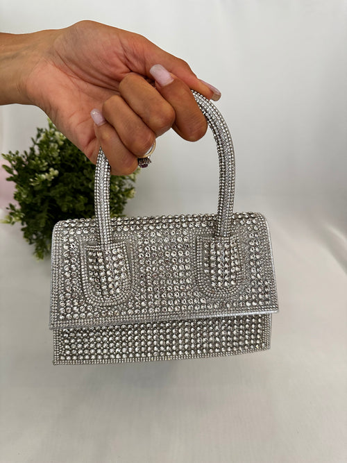 Borsetta strass manico rigido