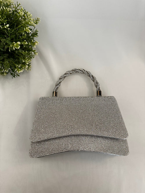 Borsetta strass manico treccia
